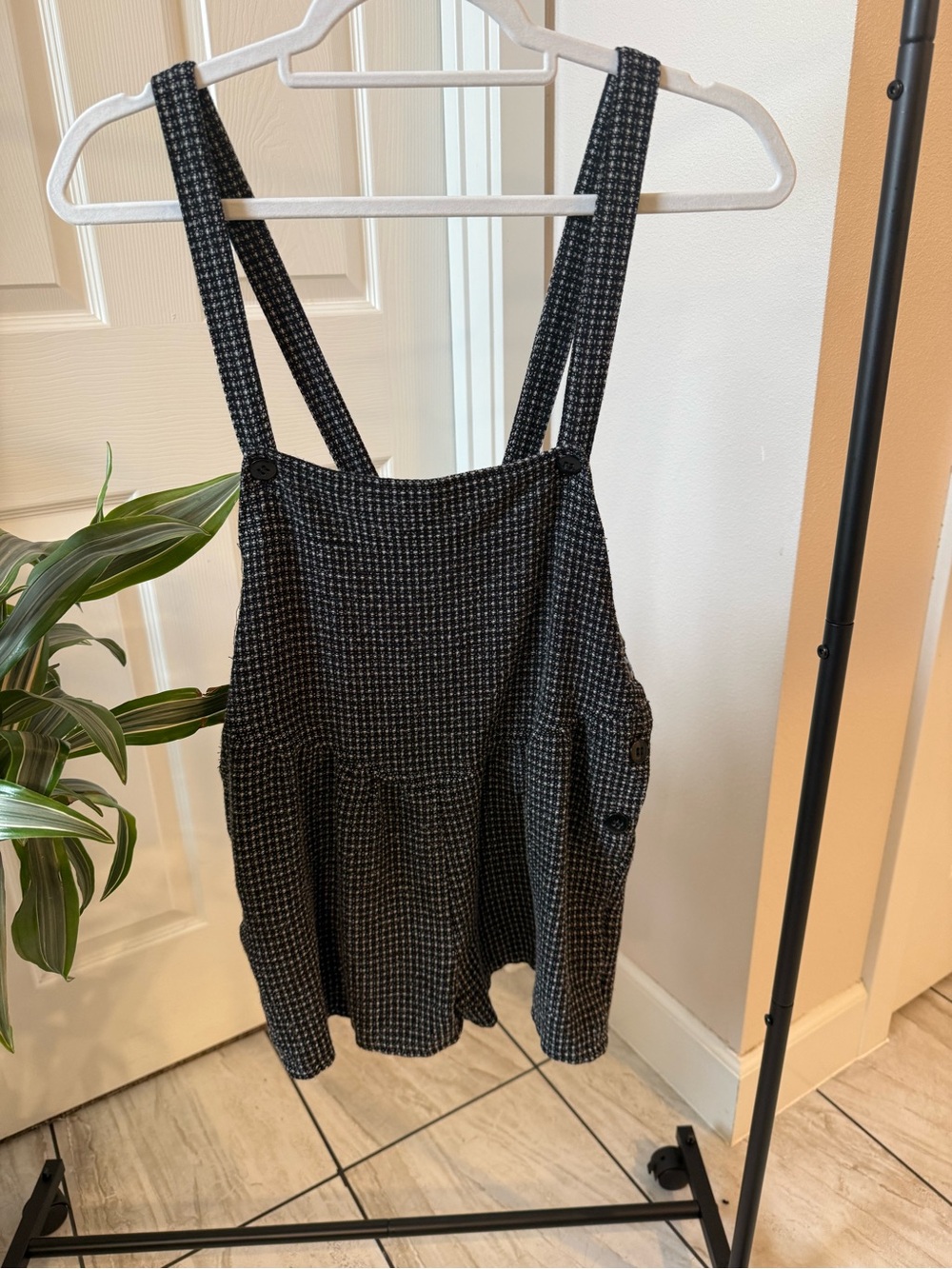 Urban Renewal Black Houndstooth Pinafore Top